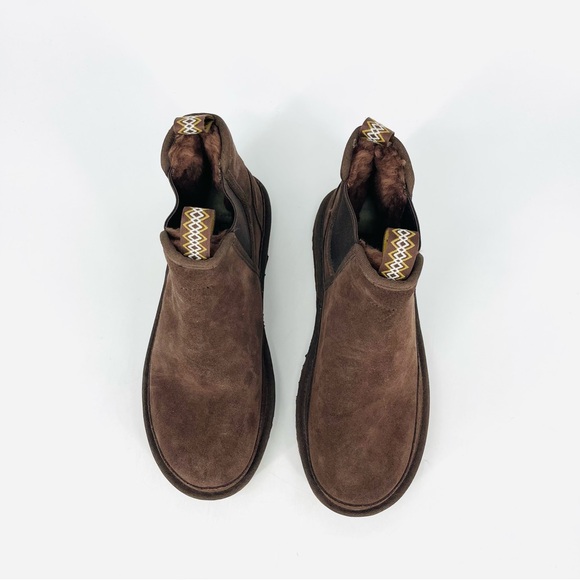 ✨NEW UGG Chocolate Brown Neumel Grizzly Chelsea Suede Boots Men US 8 Women 9.5 - Picture 3 of 11